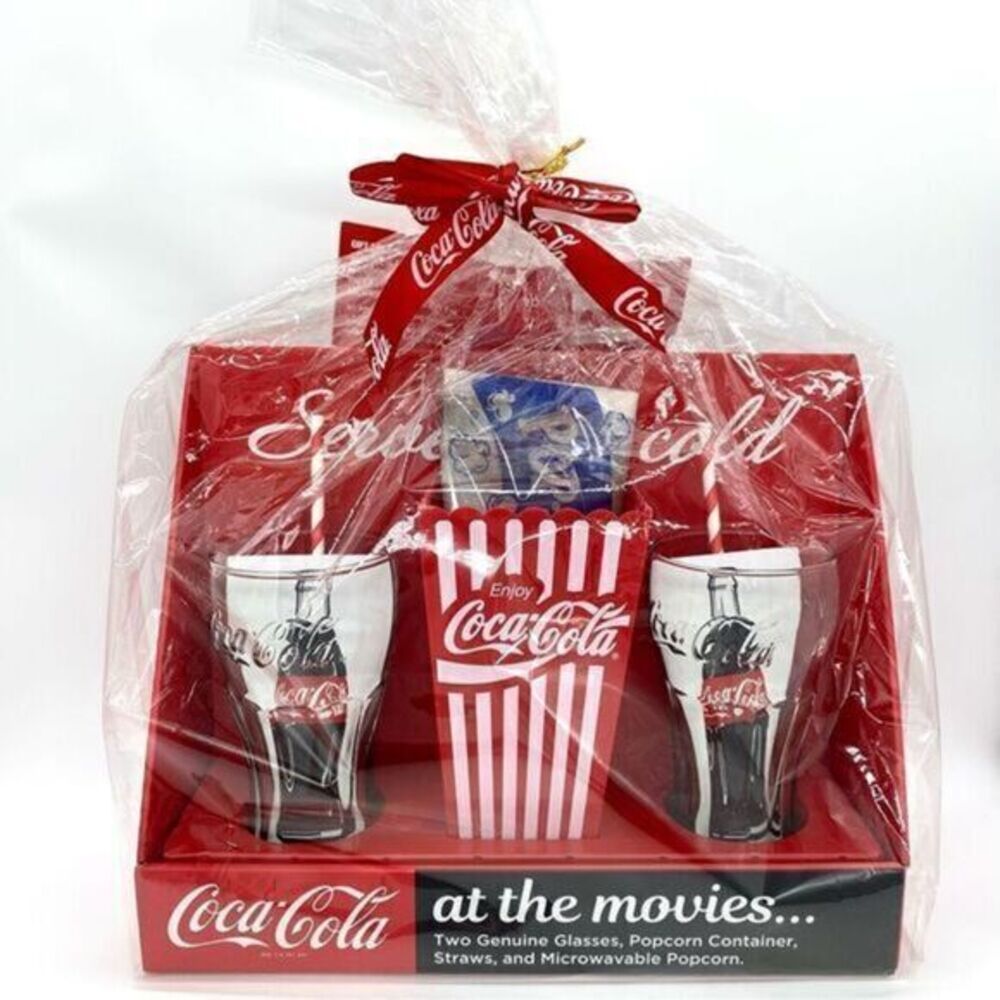 Coca-Cola Gift Set At The Movies Popcorn and Coke Glasses New